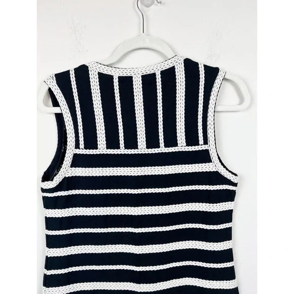 Max Studio Black And White New Braided Knit Detail Stripe Sleeveless dress - Picture 7 of 8